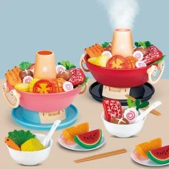 Toys Hot Pot Shabu Shabu 42pc Kitchen Children Cooking Toy With Steam Sound Light Plush & Toys