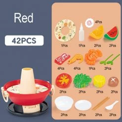 Toys Hot Pot Shabu Shabu 42pc Kitchen Children Cooking Toy With Steam Sound Light Plush & Toys