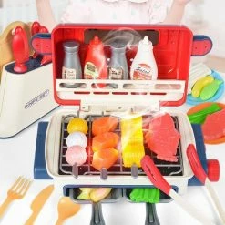 Toys 34pc Barbeque Grill Electric Interactive Children Cooking Toy With Steam And Grill Effects Plush & Toys