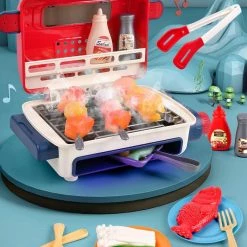 Toys 34pc Barbeque Grill Electric Interactive Children Cooking Toy With Steam And Grill Effects Plush & Toys