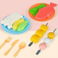 Toys 34pc Barbeque Grill Electric Interactive Children Cooking Toy With Steam And Grill Effects Plush & Toys