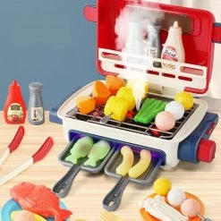 Toys 34pc Barbeque Grill Electric Interactive Children Cooking Toy With Steam And Grill Effects Plush & Toys