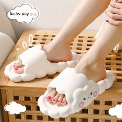 Apparel Kawaii Pastel Cloud Thick Sole Open-Toe Slippers | NEW