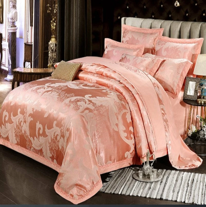Home Decor Golden Floral Satin Jacquard Embroidery Cotton Bedding Set 14 Home Decor Golden Floral Satin Jacquard Embroidery Cotton Bedding Set