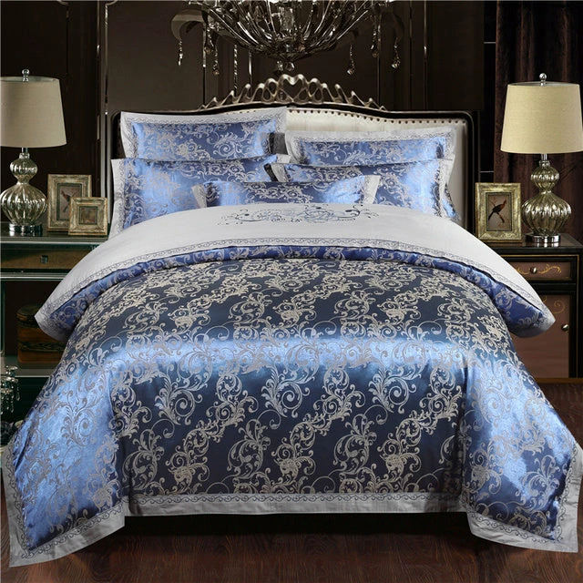 Home Decor Bedding Sets Royal Floral Satin Jacquard Embroidery Cotton Bedding Set 4 Home Decor Bedding Sets Royal Floral Satin Jacquard Embroidery Cotton Bedding Set
