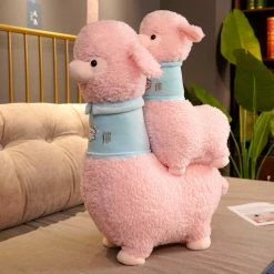 Soft Toy White Pink Fluffy Alpaca Plushie | NEW