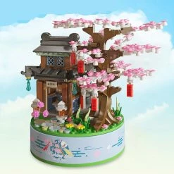 Build It Sakura Cherry Blossom Tree Temple Rotating Music Box Building Set | NEW