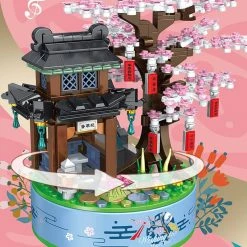 Build It Sakura Cherry Blossom Tree Temple Rotating Music Box Building Set | NEW