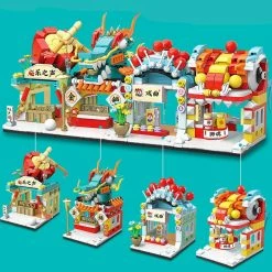 Build It Chinese Lion Dragon Stores Micro Building Blocks