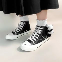 Apparel Plush Panda Chain Black & White Womens Sneakers Trainers | NEW