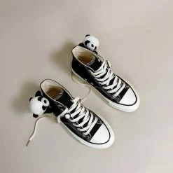 Apparel Plush Panda Chain Black & White Womens Sneakers Trainers | NEW