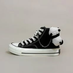 Apparel Plush Panda Chain Black & White Womens Sneakers Trainers | NEW