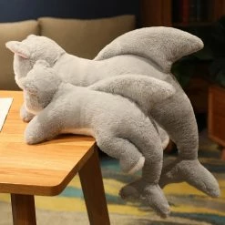 Soft Toy Kawaii Grey Half Cat Half Shark Combo Plushie | NEW