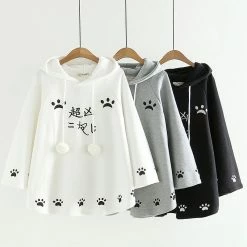 Apparel Harajuku Black Gray White Cat Hooded Cloak Coat | NEW